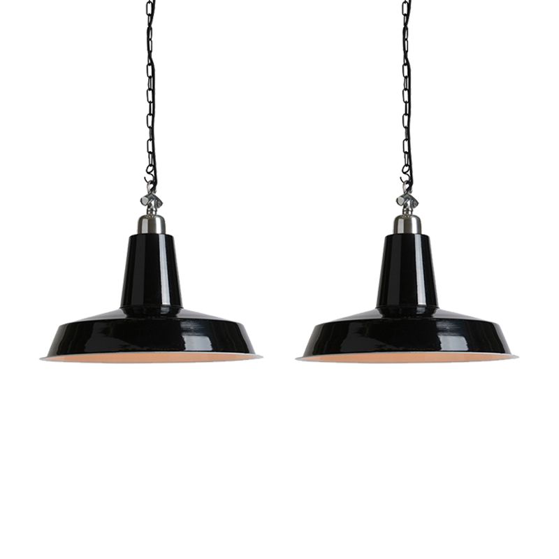Set van 2 industriële hanglampen zwart - Warrior