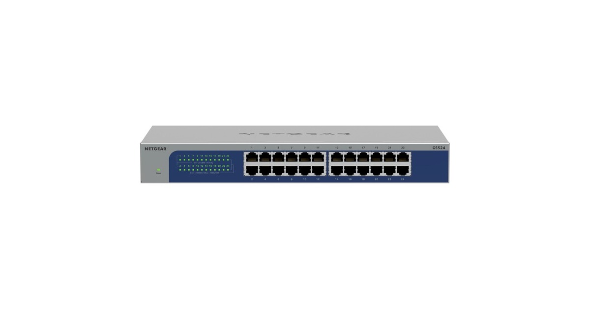 NetgearGS524 24-poorts Gigabit Ethernet unmanaged switch  (Grijs/blauw)