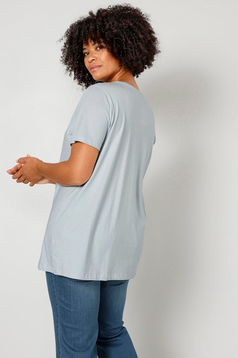 T-Shirt, Silberherz, V-Ausschnitt, Halbarm