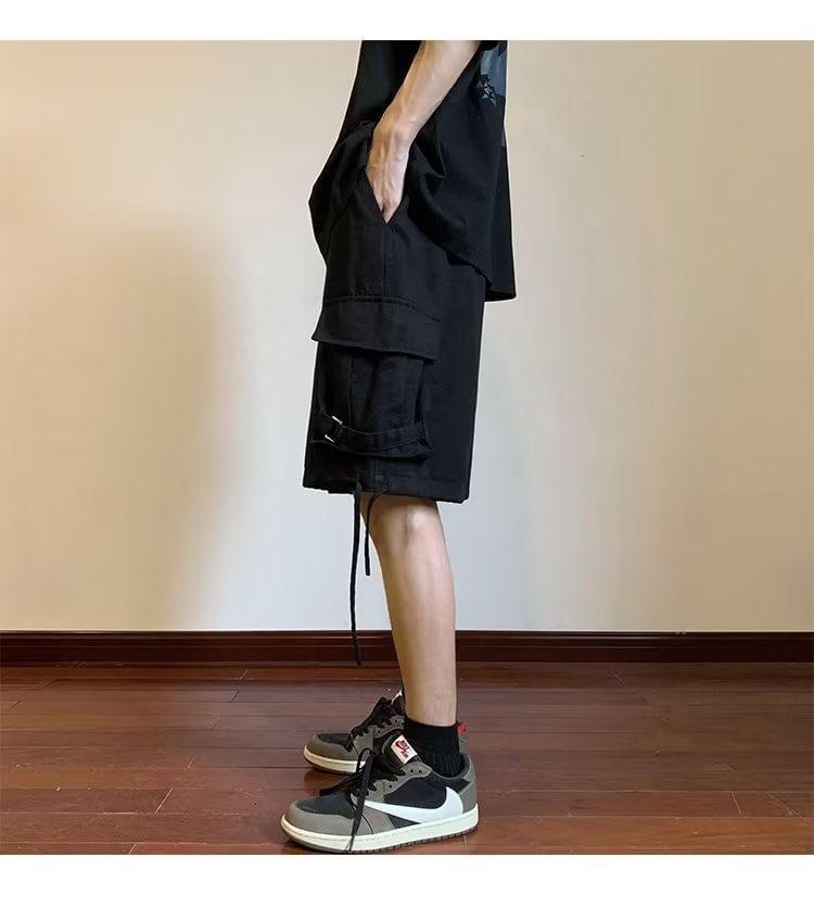 Urtishia - Hoge taille, effen, wijde cargoshorts