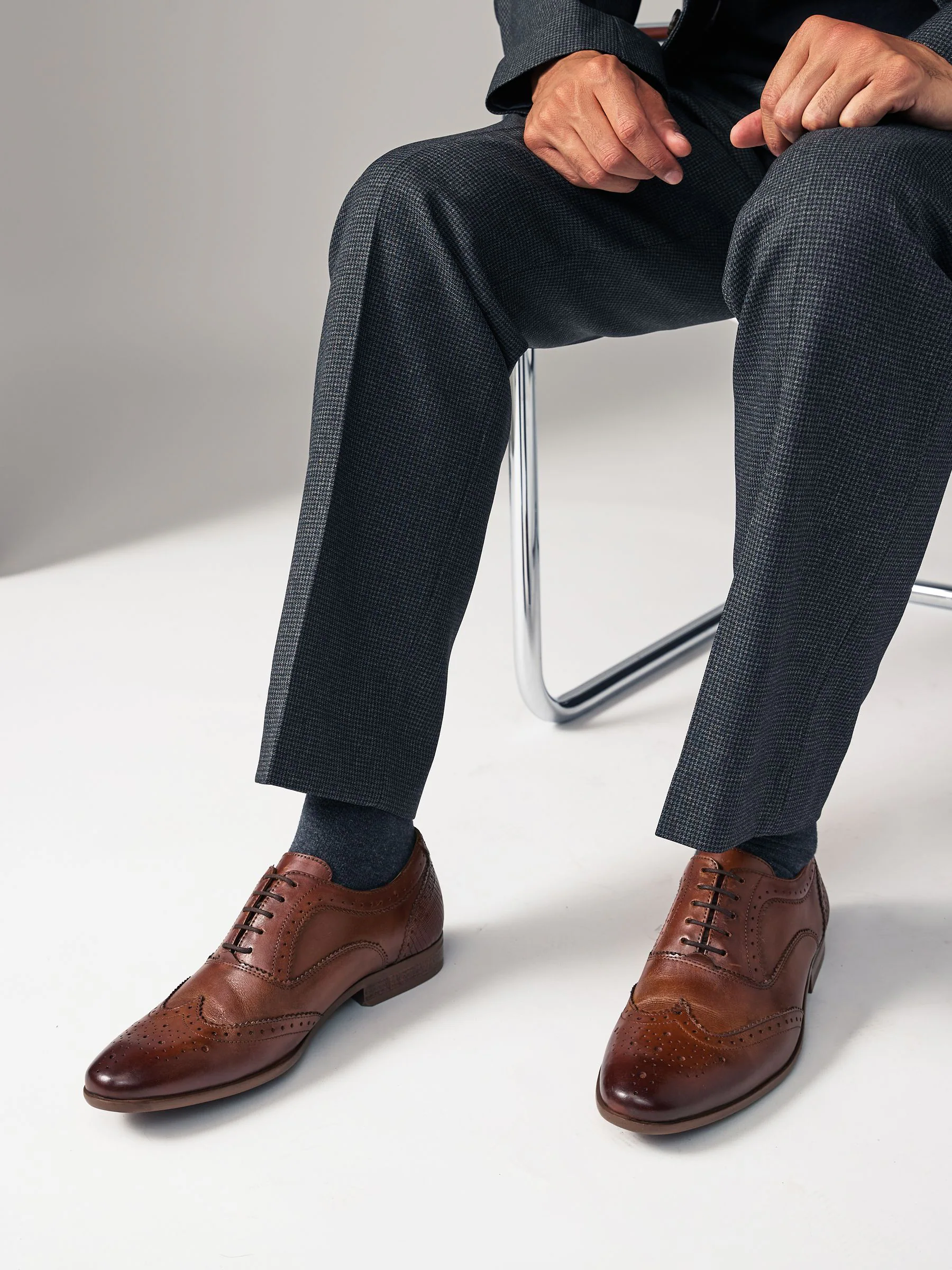 Lichtbruin - Oxford Wing Cap Brogue Shoes