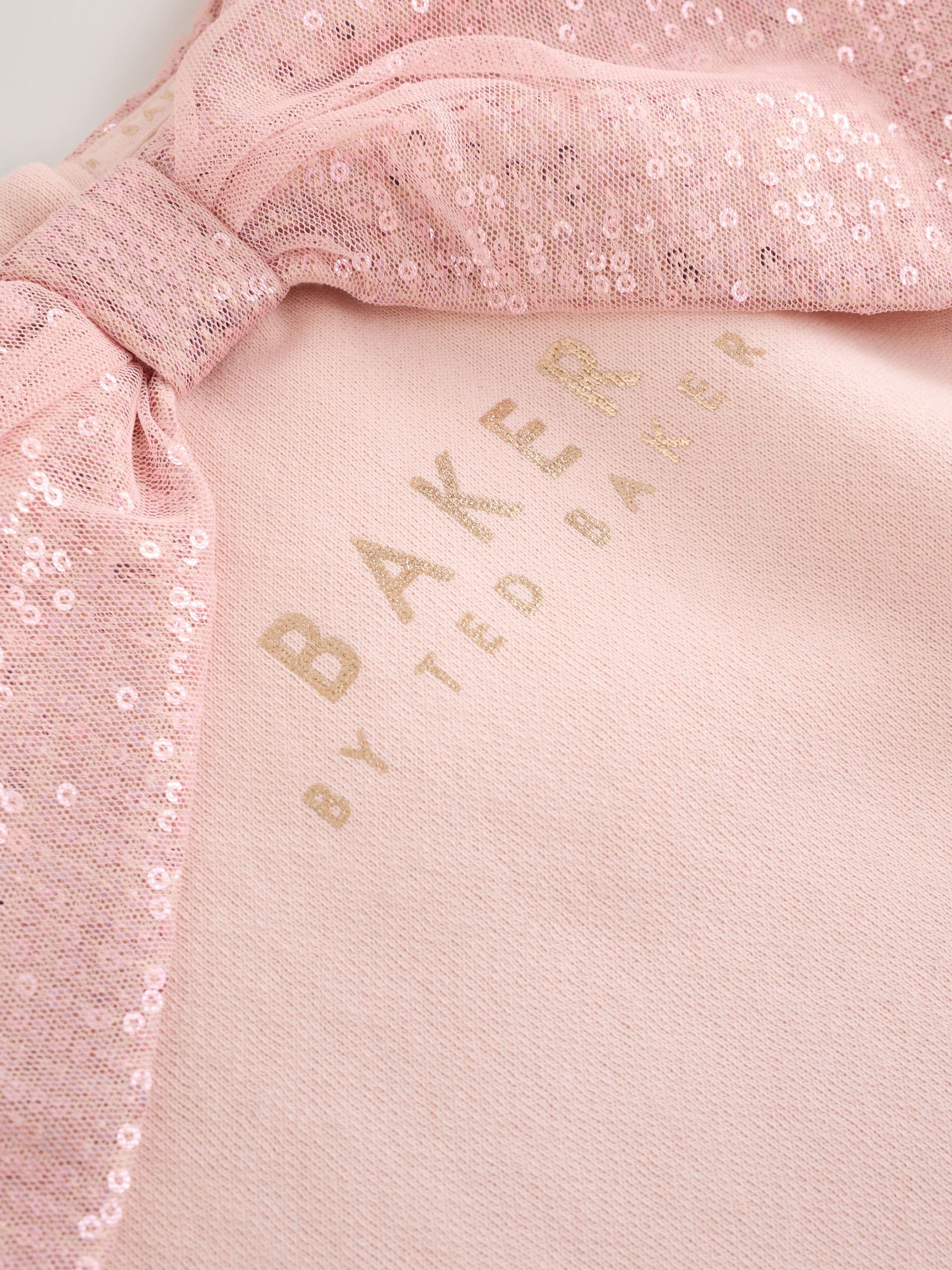 Baker by Ted Baker Pink 2 Piece Sequin Bow Collar Sweat & Leggings Set