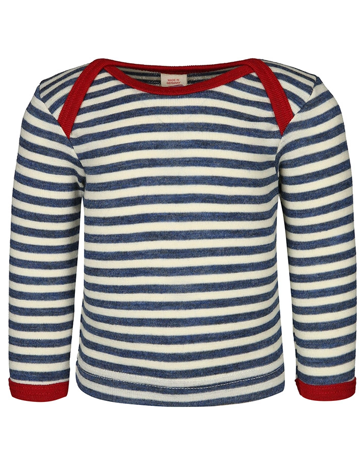 Woll-Langarmshirt ESSENTIAL BABY gestreift in graublau melange