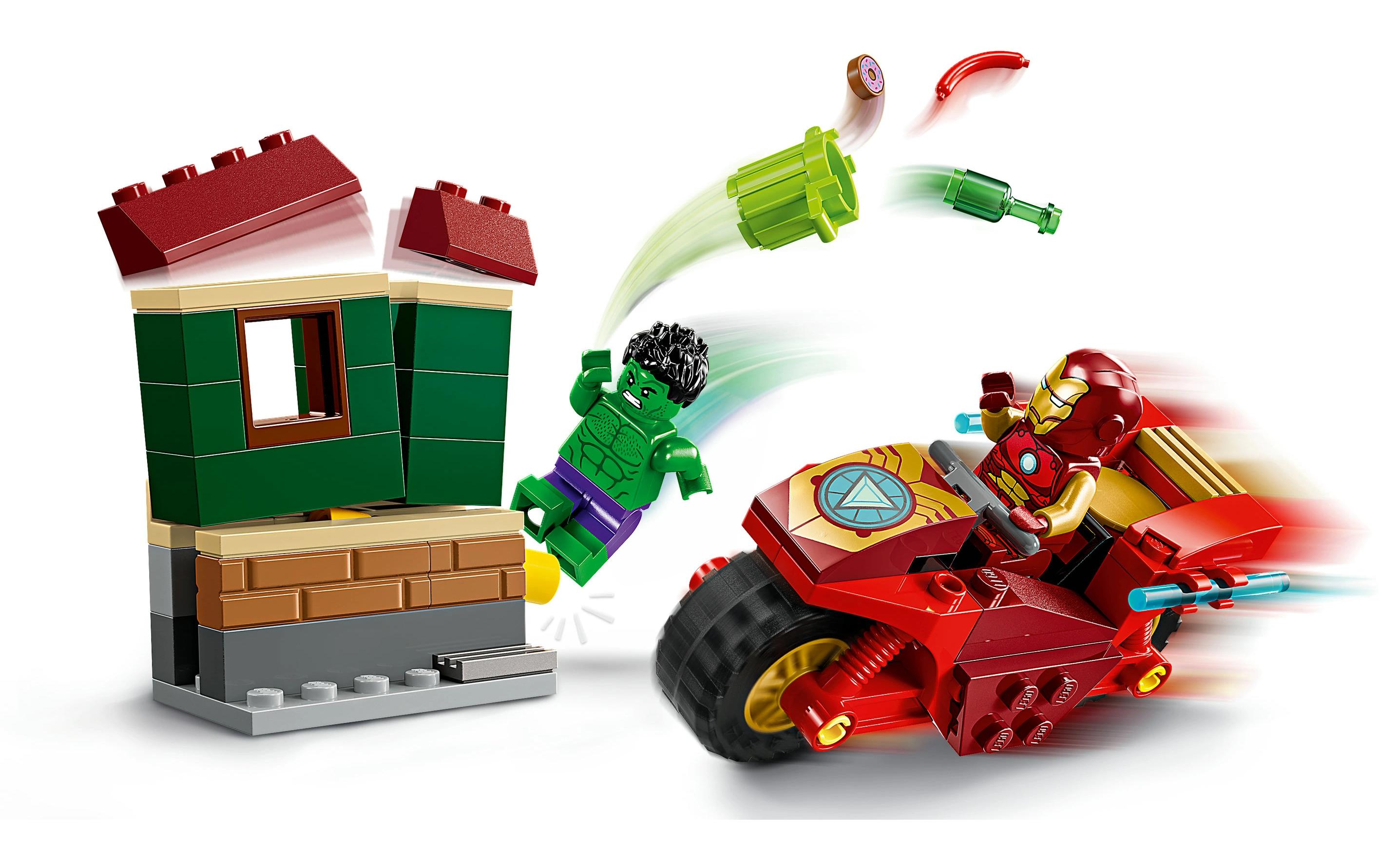 Marvel Iron Man mit Bike und der Hulk 76287Abenteuer-Spielset mit Minifiguren