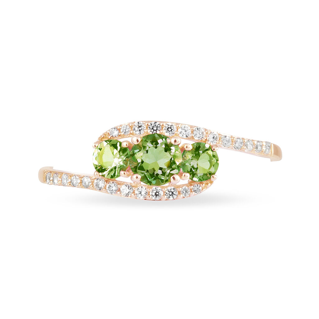 Bague Chloe Or Rose Péridot Et Oxyde De Zirconium