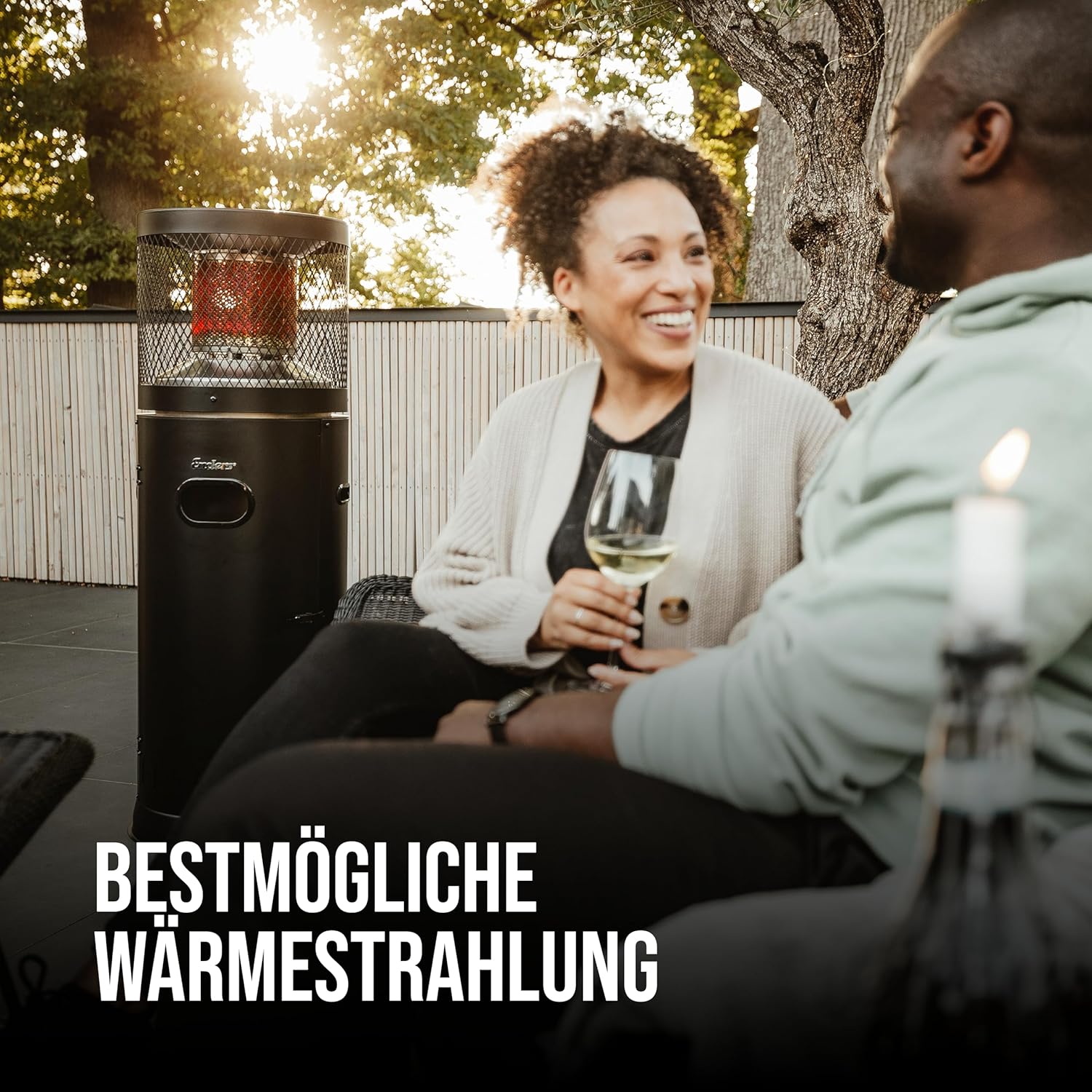 Enders® Terrassenheizer Gas Polo Black 2.0, Gas-Heizstrahler, Terrassenstrahler mit stufenloser Regulierung, ENDUR Reflektionssystem, Transporträder, Umkippsicherung #5464