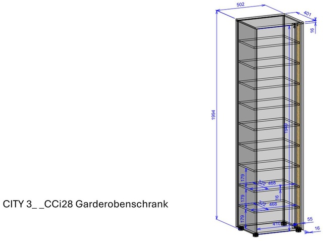 INOSIGN Garderobenschrank »GiRON/CiTY, moderner Schrank, Schuhschrank mit Stauraum« 10 Fächer, modernes Design, Tür beidseitig montierbar, 50 cm breit