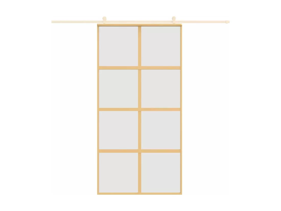 Porte coulissante doré 102,5x205 cm verre ESG dépoli aluminium