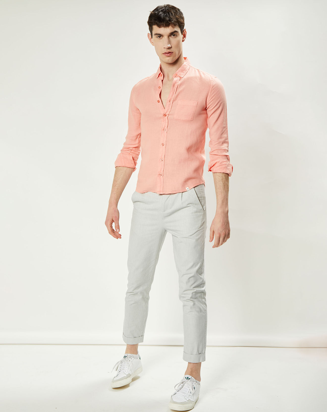 Harris Wilson Chemise slim 100% Lin Efesio goyave