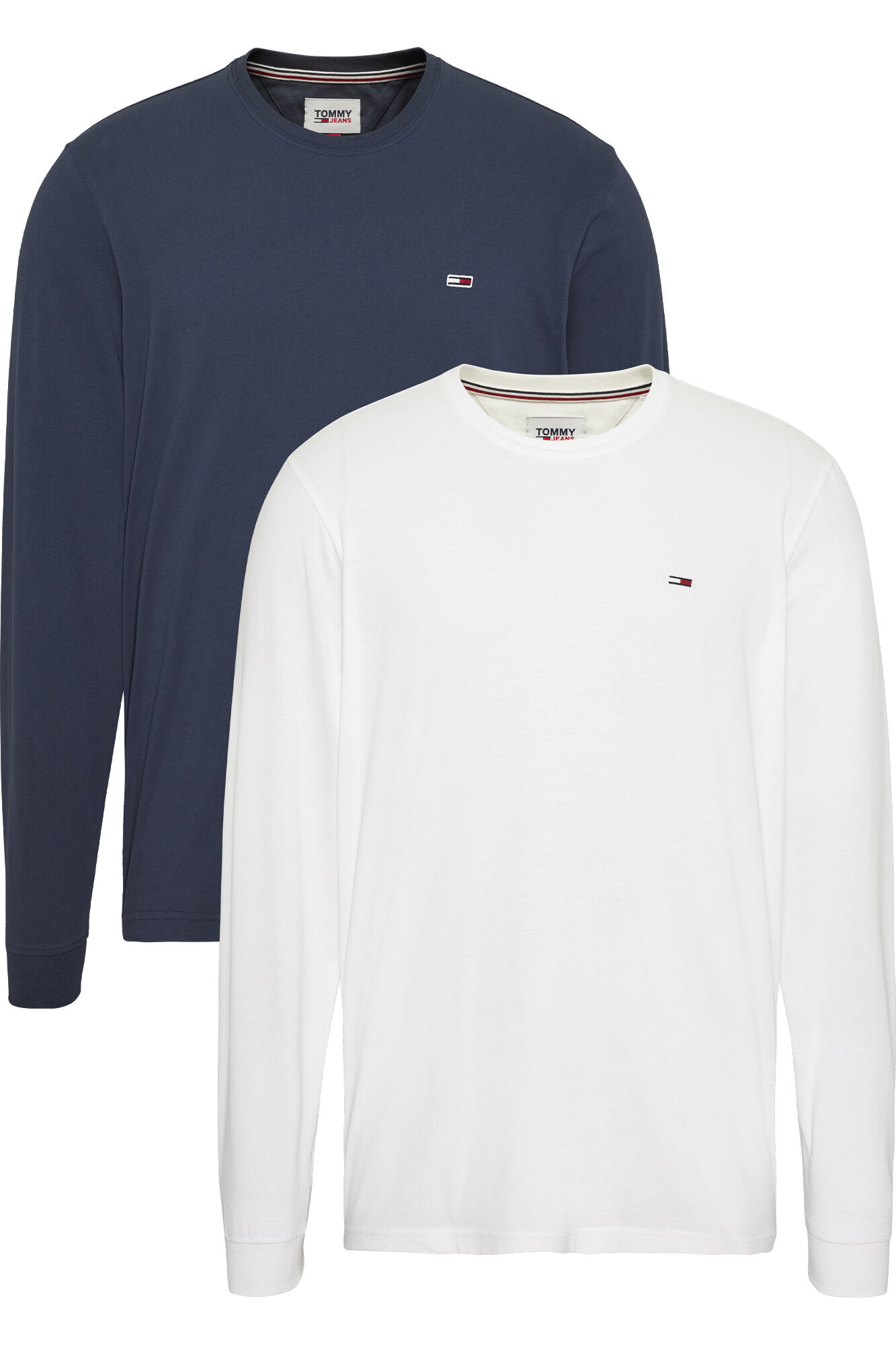 Pacote com 2 camisetas de manga comprida Tommy Jeans masculinas.