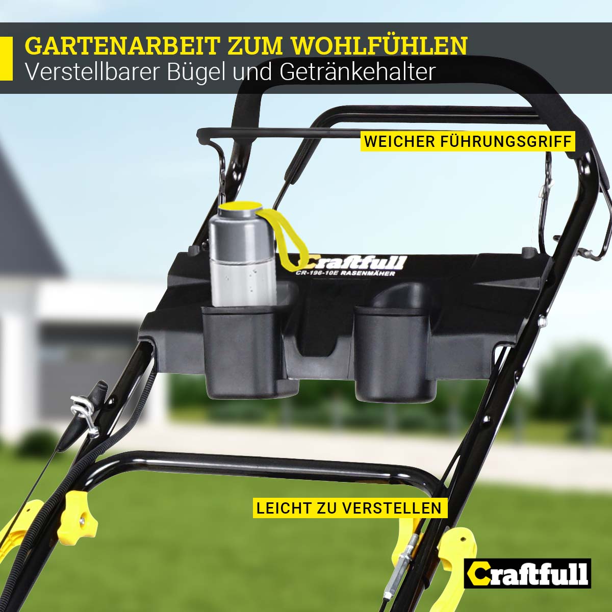 Craftfull Premium Benzin-Rasenmäher CR-196-10E, 5in1, Elektrostarter, 4,4kW, GT-Leichtlaufgetriebe