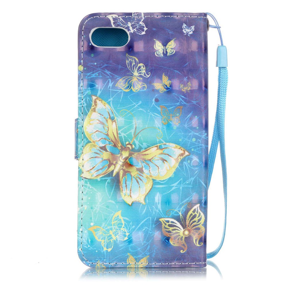 iPhone SE (2022/2020) / 8 / 7 Leder Tasche Flipcase mit Kartenfach   Handschlaufe - Schmetterlinge