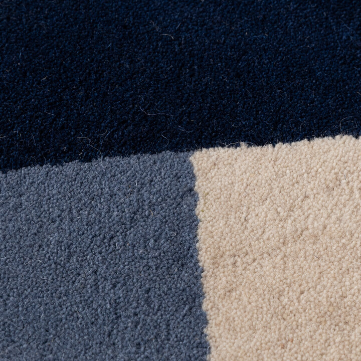 Wollen abstract vloerkleed - Jules Creme/Blauw