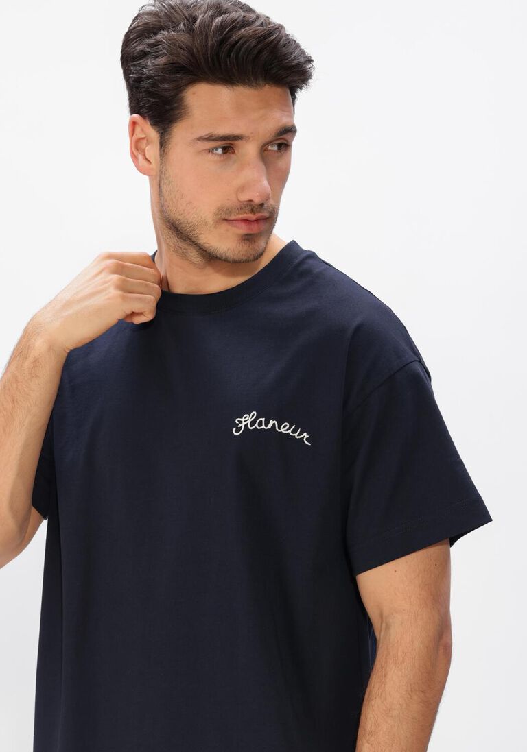 donkerblauwe flaneur t-shirt signature t-shirt