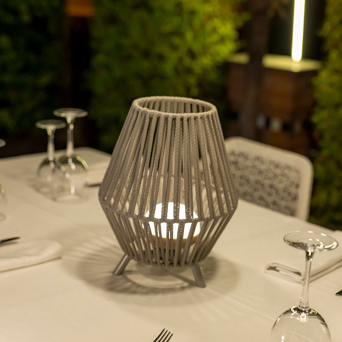 Oosterse tafellamp touw incl. LED dimbaar oplaadbaar - Contra