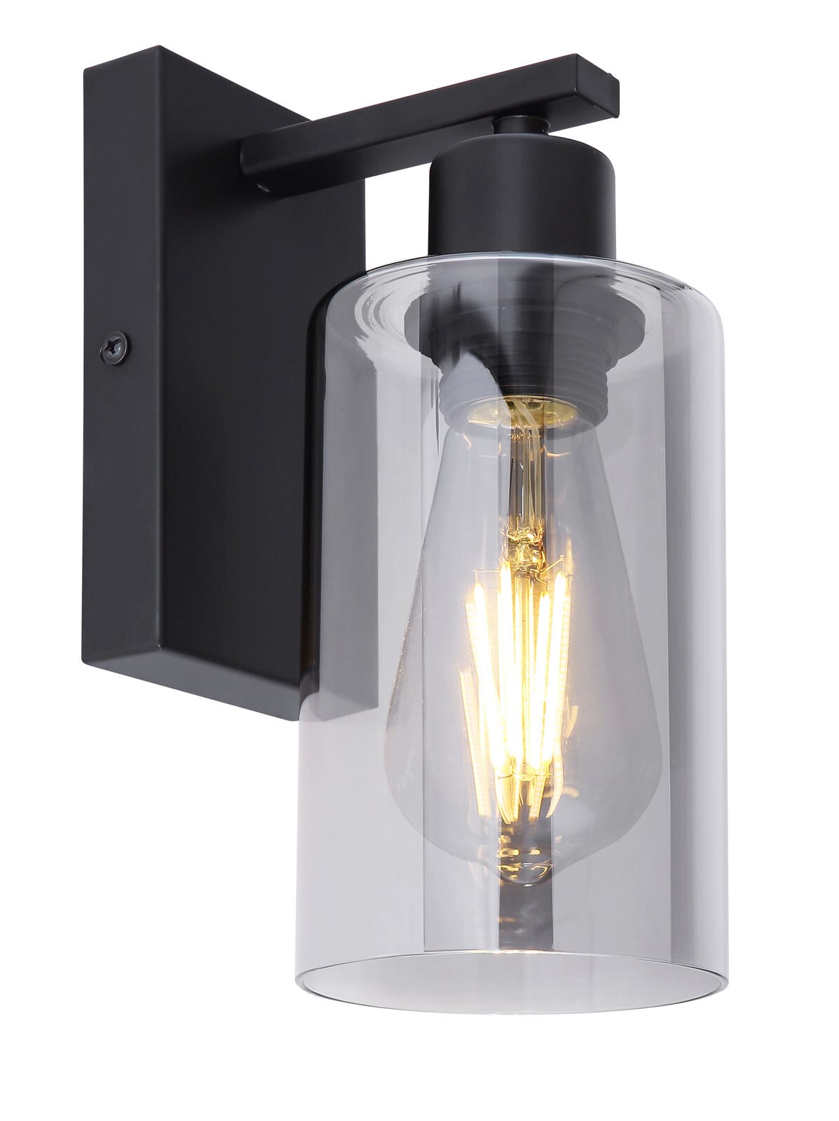 HADERA Wandlampe grau, schwarz 15465W, H/T: 23 x 10 cm, Glas, Metall