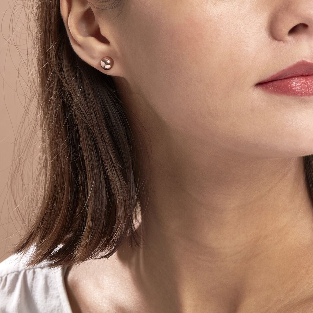 Boucles D'oreilles Puces Fidelia Boule Or Rose
