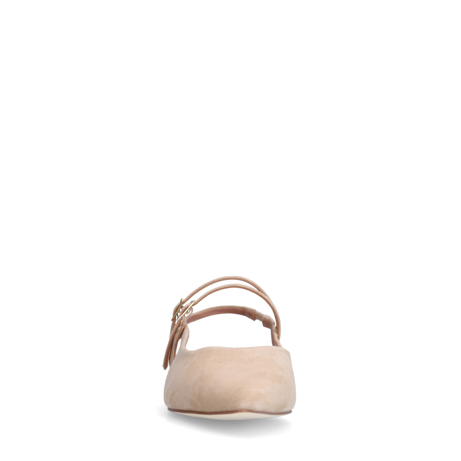 Beige suède slingbacks met dubbele bandjes