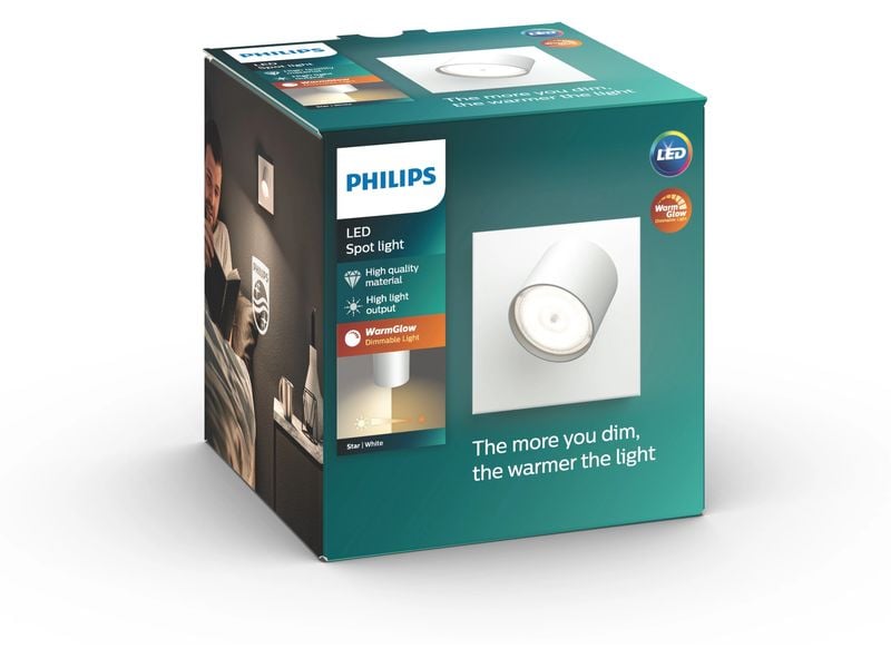Philips Spot Star Warm Glow, 4.5 W, 500 lm, 2200-2700 K, We Deckenspot mit beweglichem Leuchtenkopf