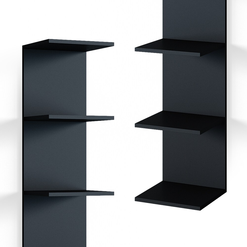 Vicco Wandregal Standregal Bücherregal Paolo 2er Set Schwarz 7 Ablagen Schminktisch