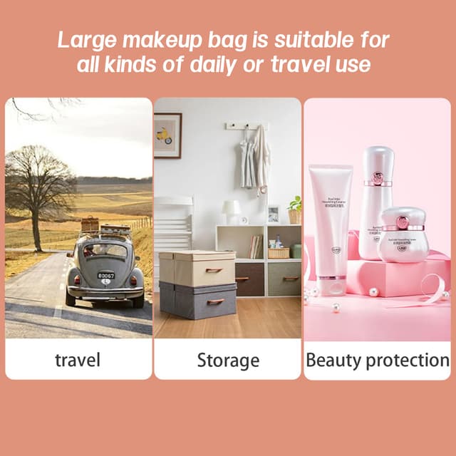 Rummelig toilet-/sminketaske Beige