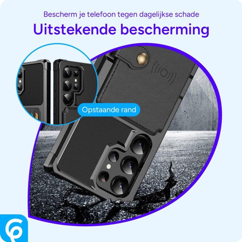 Samsung - Galaxy S25 Ultra - Hoesje - Zwart - 3-in-1 Pasjes Portemonnee Back Cover