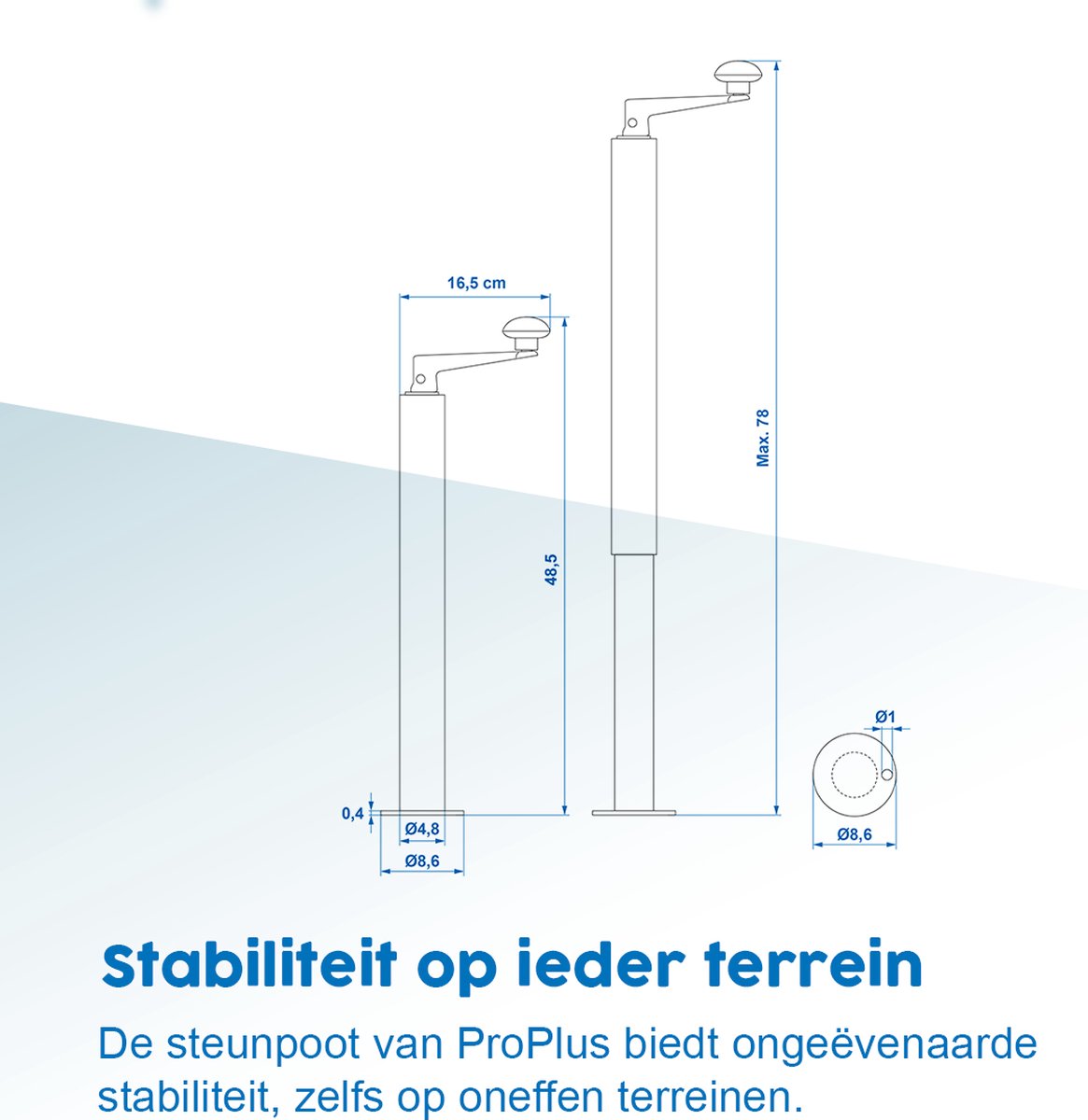 ProPlus Ø48 mm uitdraaibare steunpoot - 40 x 65 cm