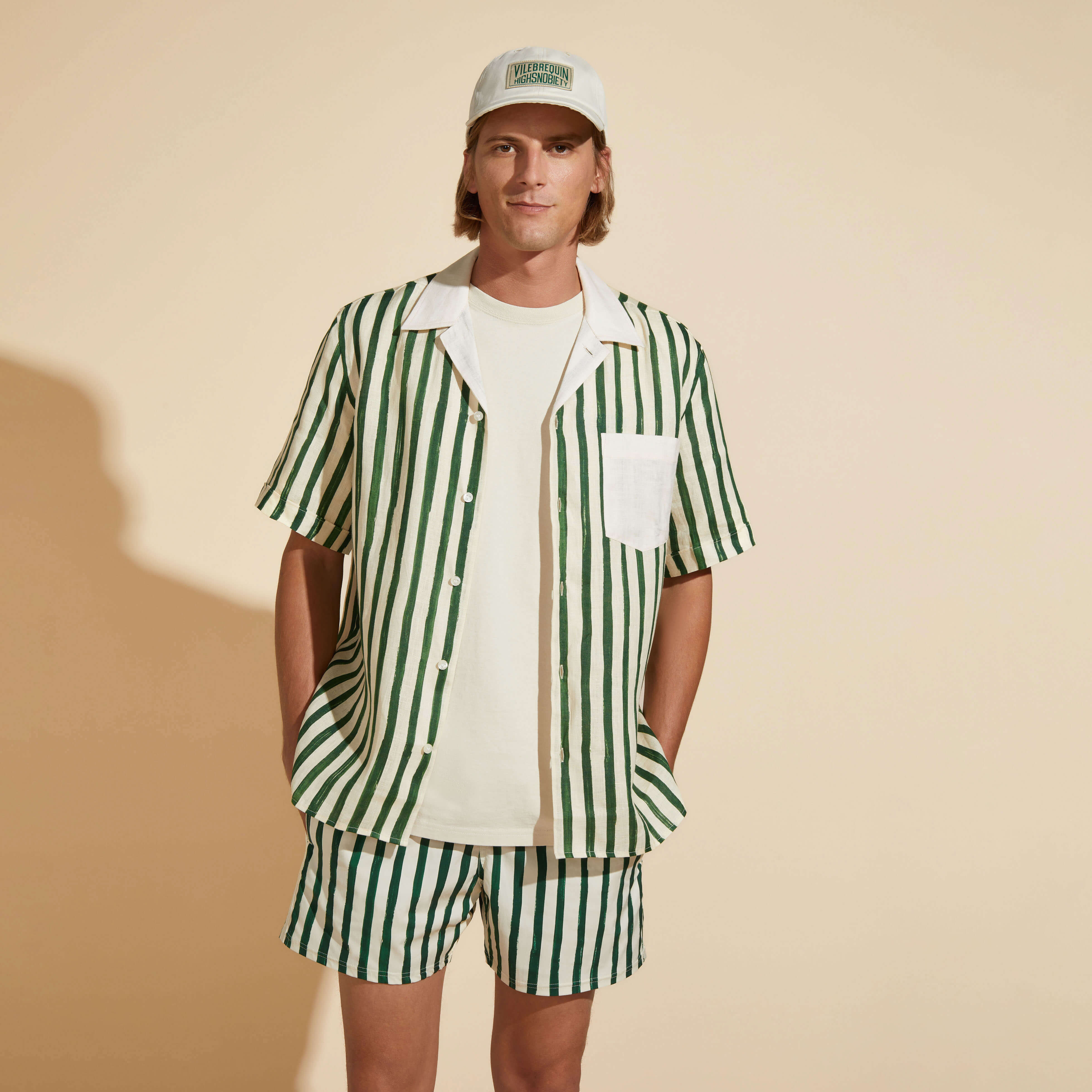 Maillot de bain court stretch homme HS Stripes - Vilebrequin x Highsnobiety | Site Vilebrequin | MSOZ3F50