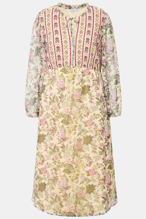 Maxikleid, A-Linie, Flowerprint, Stickerei