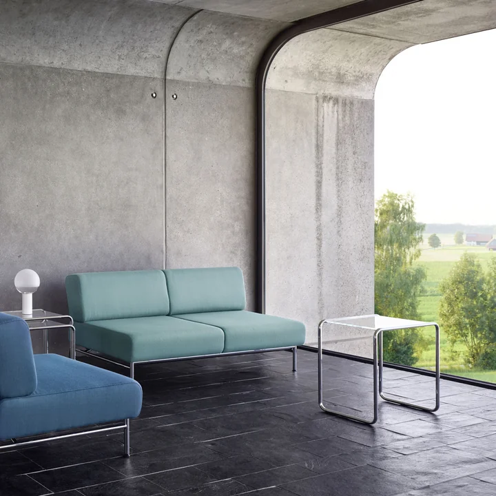 Thonet - B 9 Satztisch-Set, a   b, Chrom / Glas opalweiss in Diamantschliff