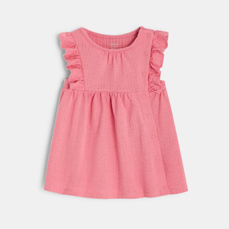Robe effet pointelle et legging rose naissance Rose