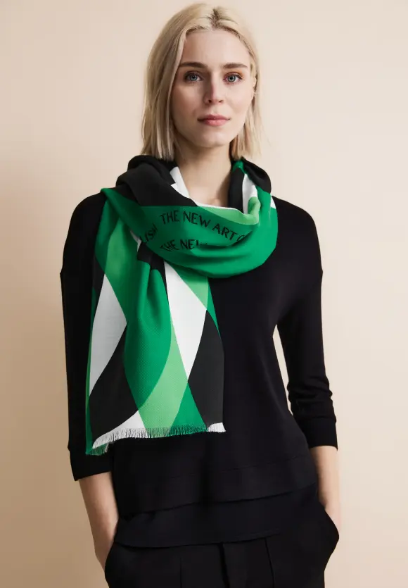 Print Long Schal - fresh spring green