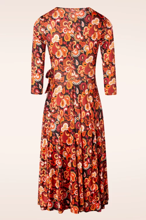 Vintage Chic for Topvintage Colette paisley swing jurk in bruin en orange