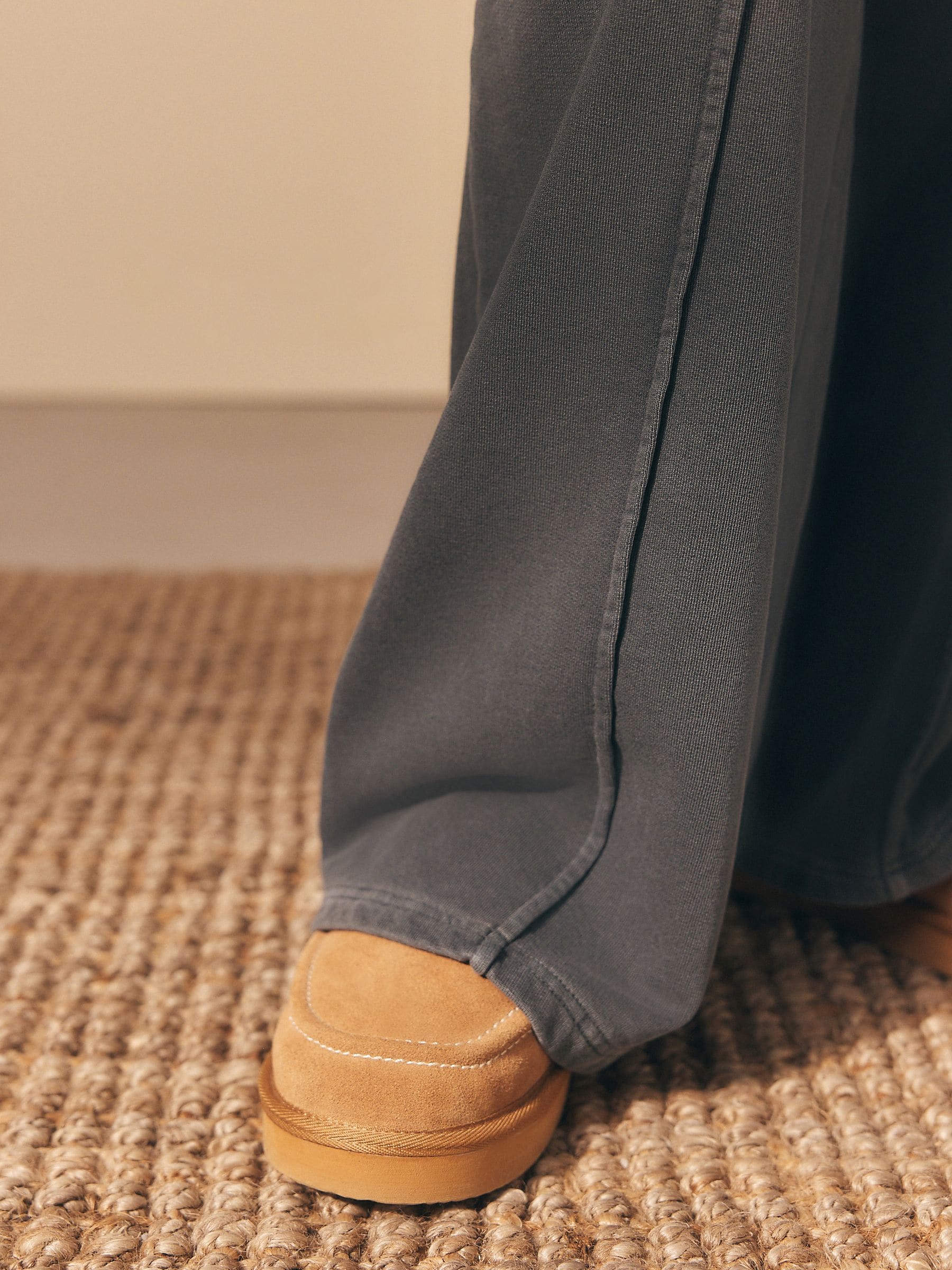 Antraciet - Joggingbroek met wijde pijpen
