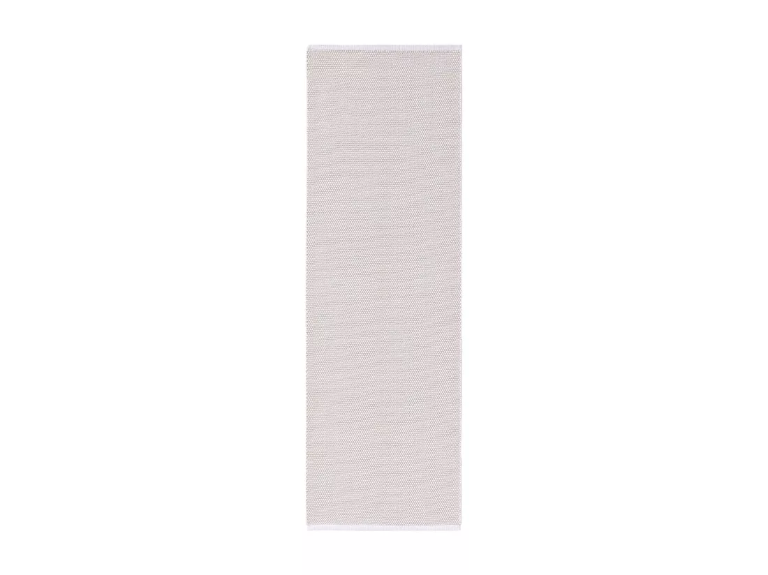 Tapis de couloir en coton tissé main Ron Blanc 80x250 cm