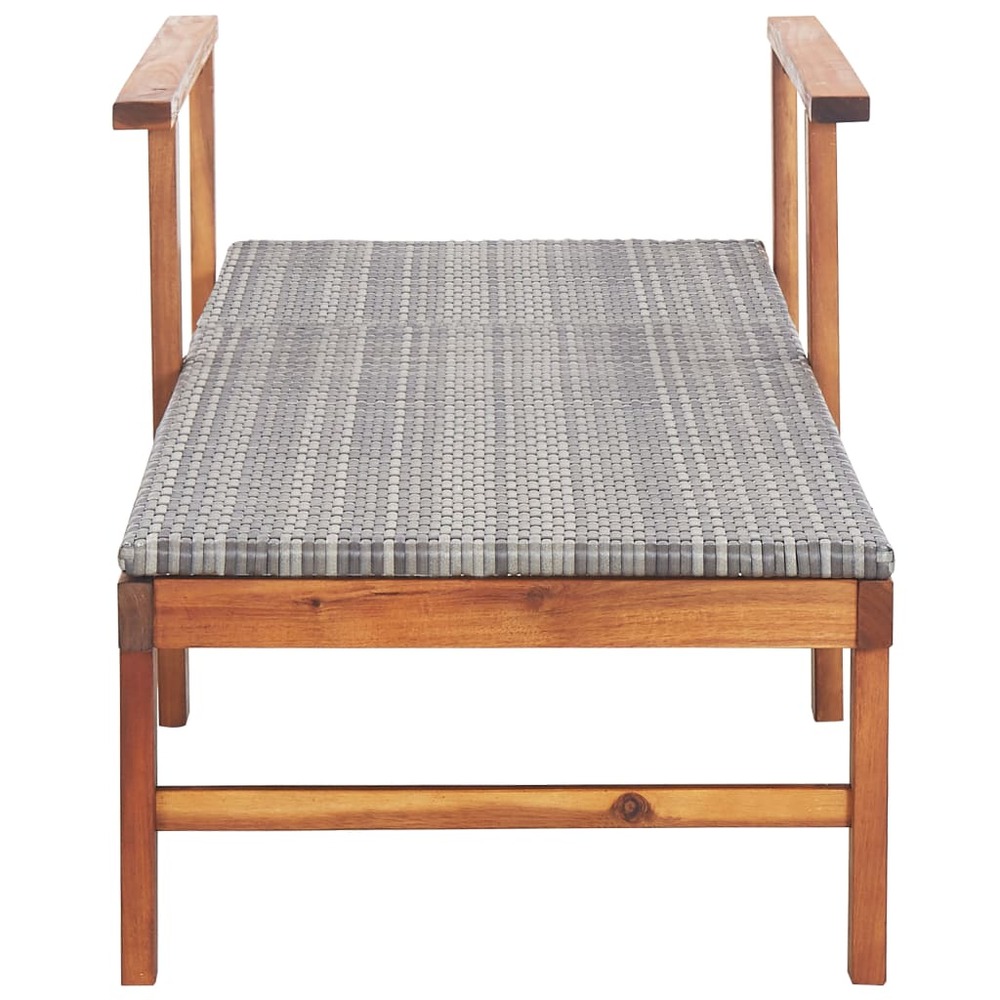 Transat chaise longue bain de soleil lit de jardin terrasse meuble d'extérieur résine tressée et bois d'acacia massif gris 02