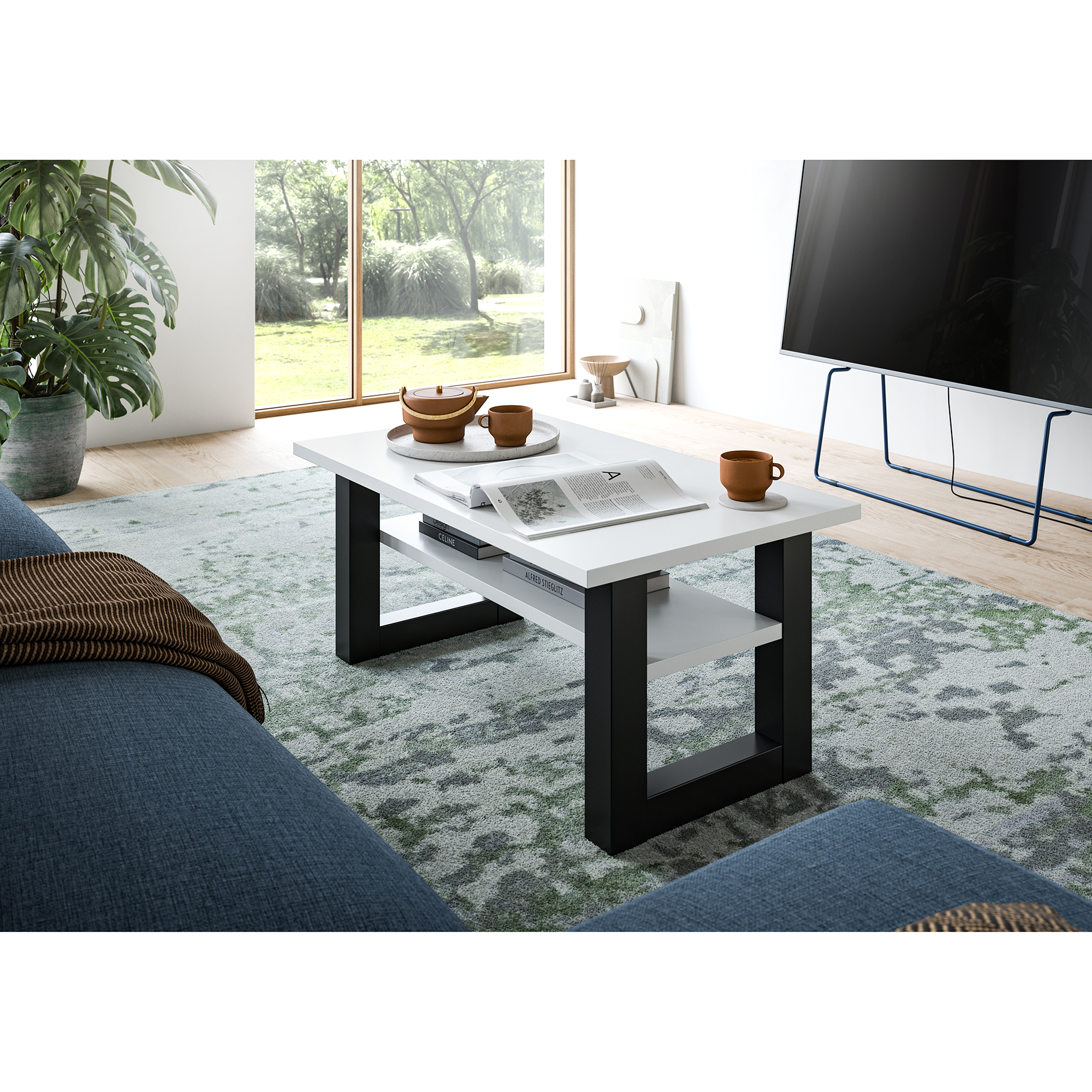 Couchtisch - weiß-grau - 90 cm