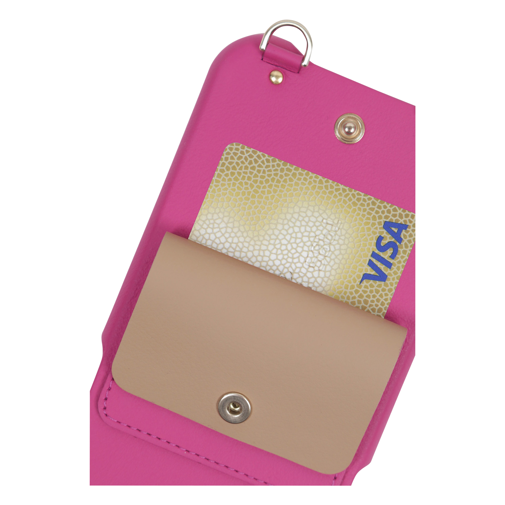 LOU - Etui pour iPhone avec pochette en cuir| Rose