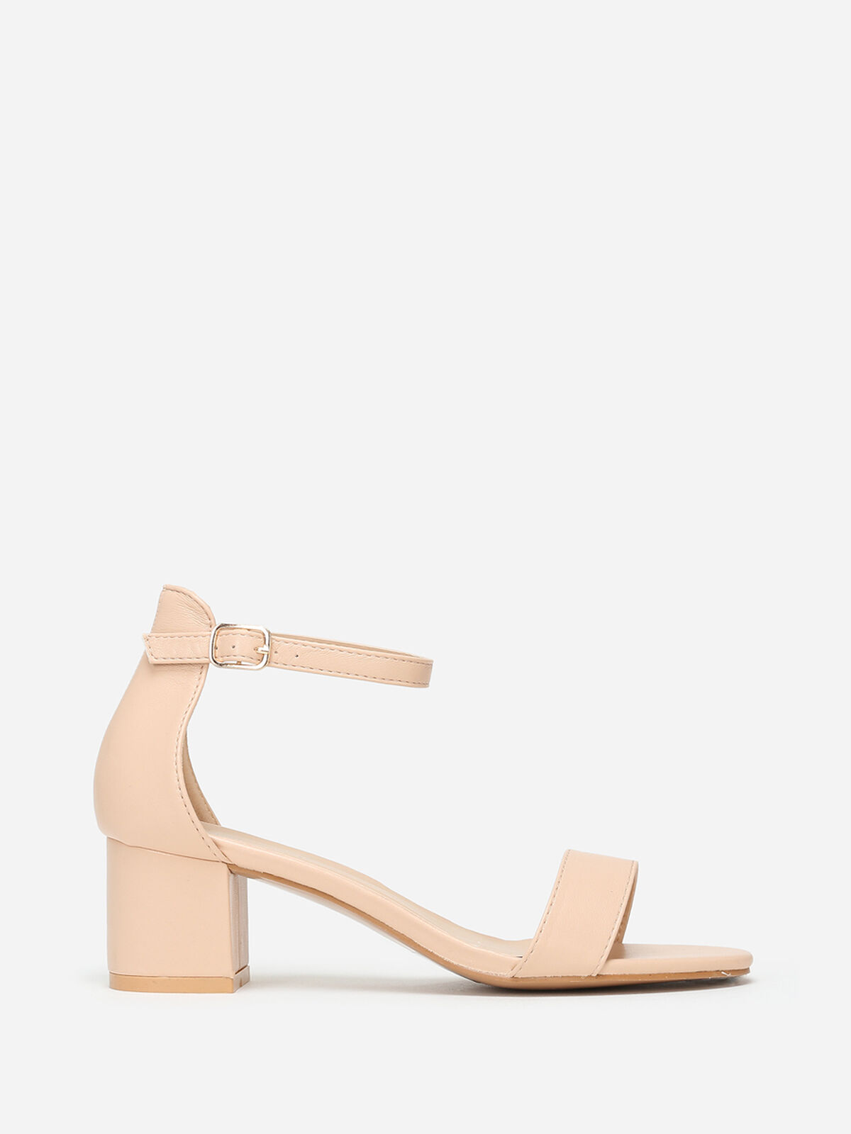 Sandales carrées en simili- Beige