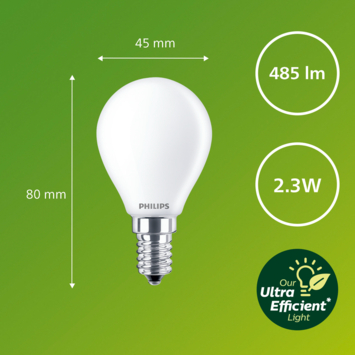 Philips ultra efficient led E14 kogel 2W 2700K