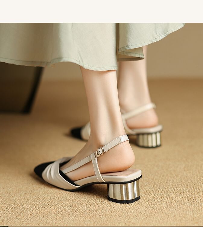 Niuna - Lage sandalen met twee kleuren hak