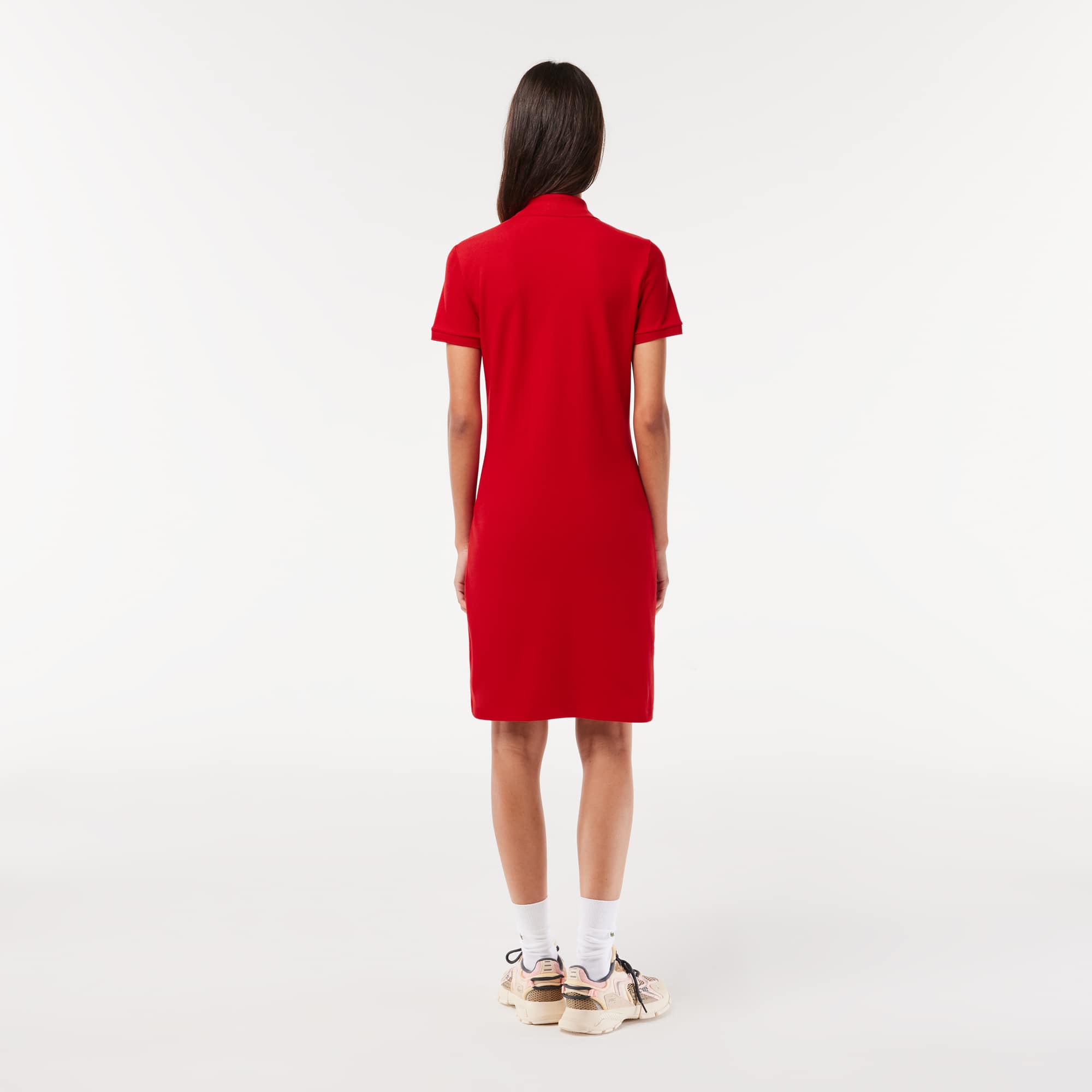 Robe polo en piqué de coton stretch Robes & Jupes - Rouge - Lacoste - Femme