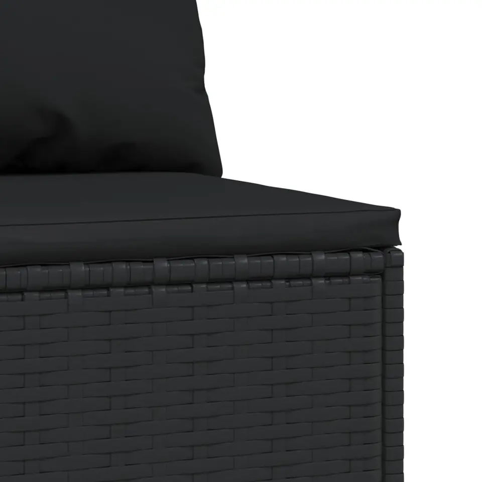 vidaXL - Tuinmiddenbank - Zwart - Poly rattan - Met kussens