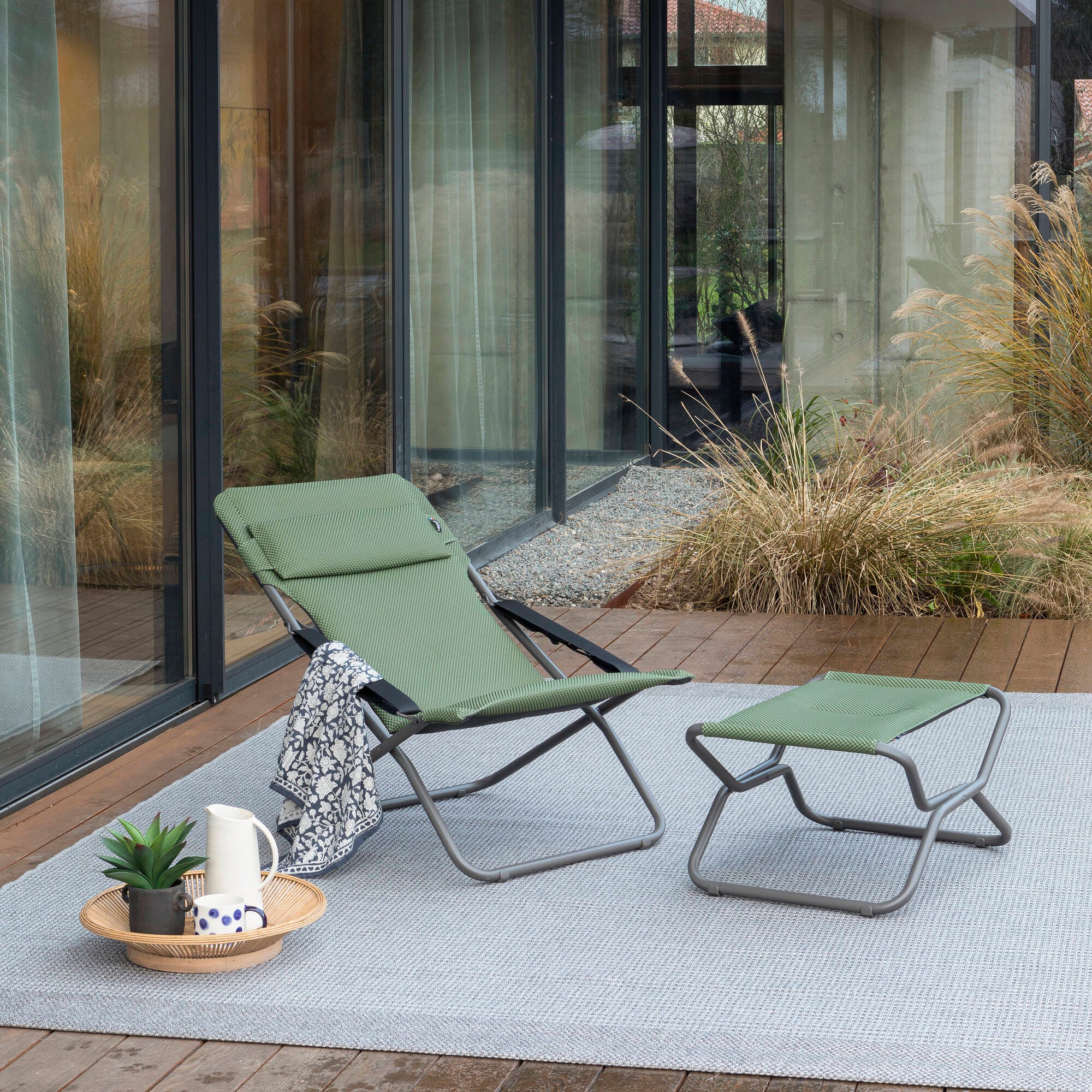 Klappbare gepolsterte Fußstütze / Hocker Next BeComfort® Grün Olive