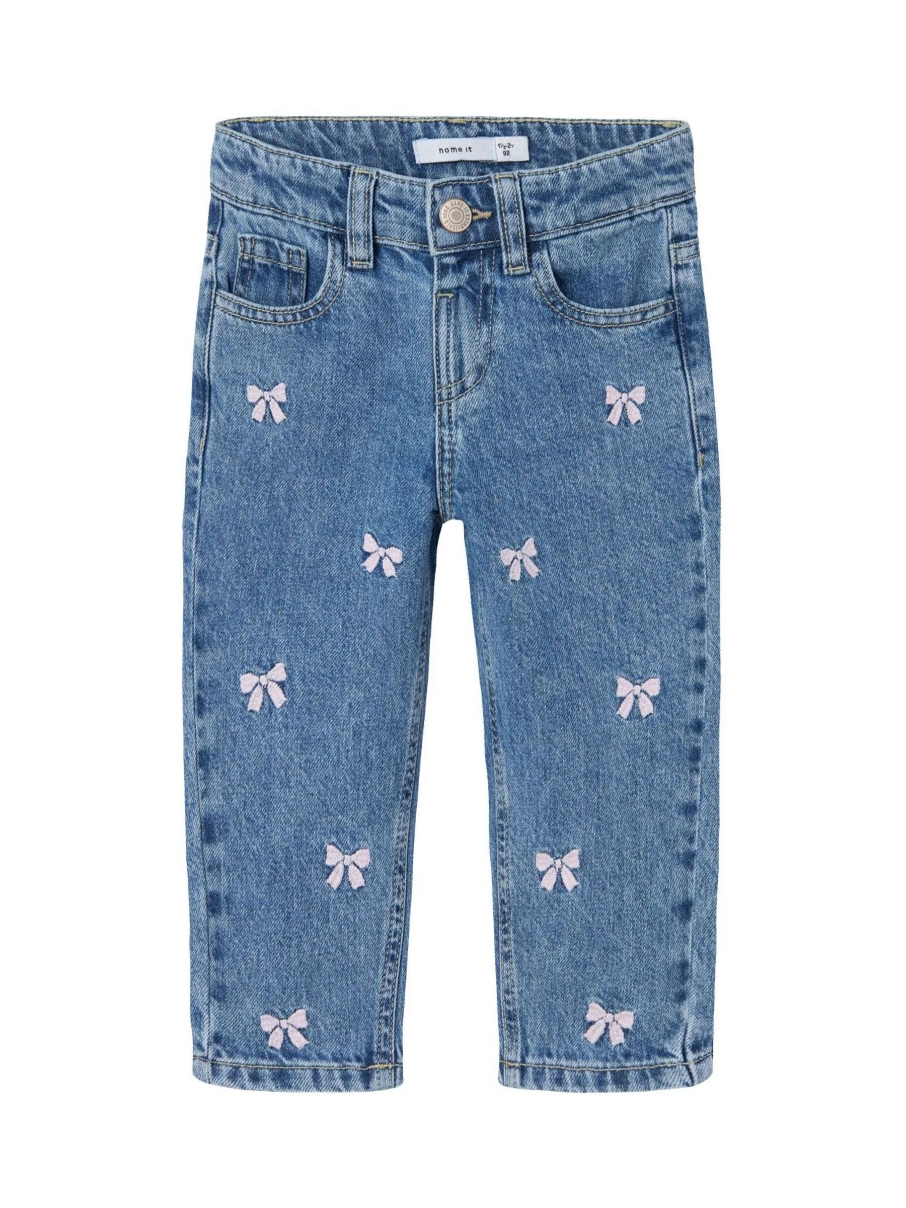 Name It Bow Embroidery Mom Jeans