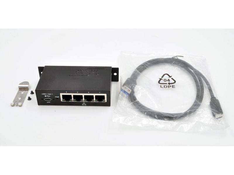 Exsys Netzwerk-Adapter EX-1330M USB-C - 4x RJ45 (Gbe) USB 3.0/3.1 (Gen1) zu 4x Gigabit Ethernet Adapter