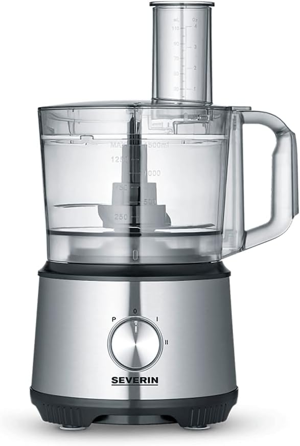 SEVERIN Robot de cuisine avec balance intégrée, robot ptissier pour 3 kg de pte ou 5,5 L, robot ménager robuste avec crochet à pétrir, batteur plat et fouet, 1 000 W, noir, KM 3898