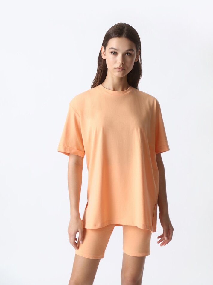Camiseta oversized de manga curta - Salmão Claro