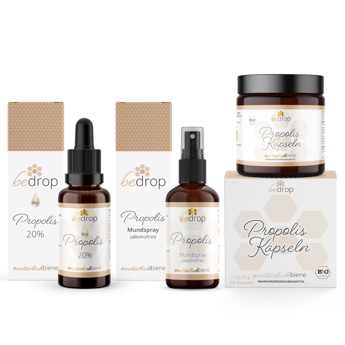 Propolis Einsteiger Set | Spray, 20% Tinktur & Kapseln | Für Kinder & Erwachsene