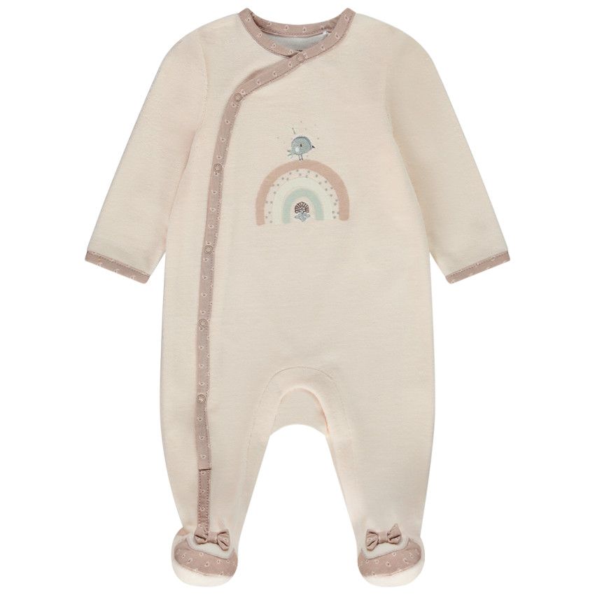 Dors-bien en velours avec nœuds pour bébé fille - Rose